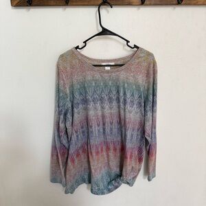 CJ Banks Multicolor Long Sleeve Top